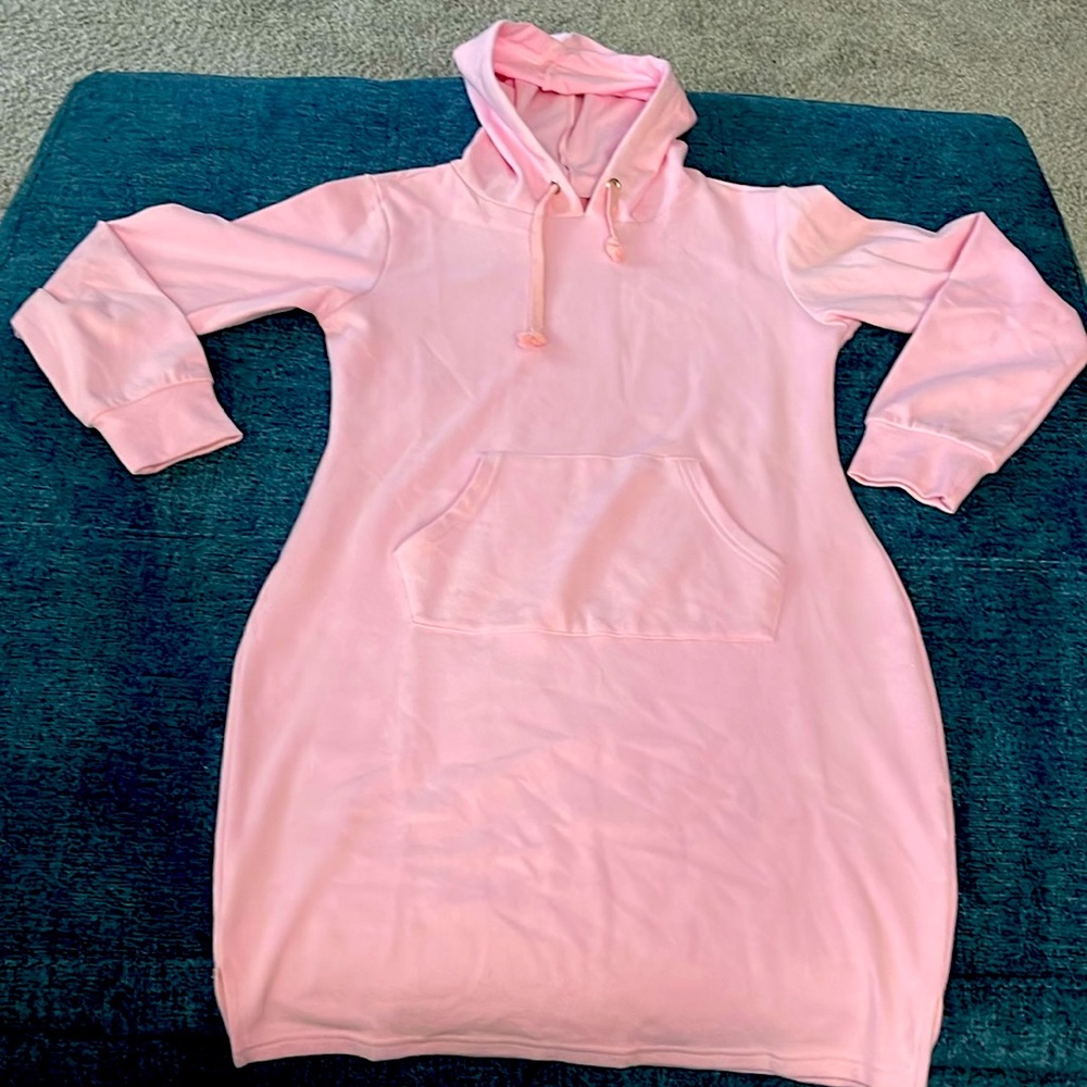 Pink Pullover Hoodie Dress